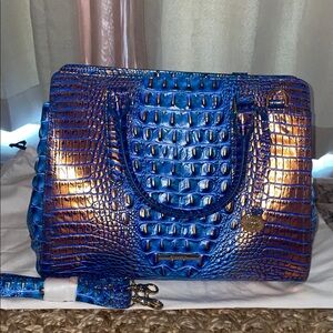 Brand New Brahmin Blue and Gold Crocodile Embossed Women's Bag